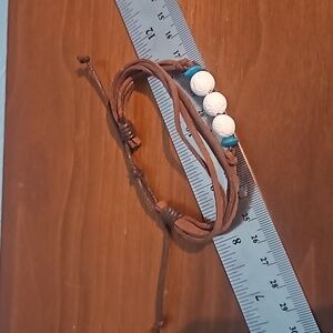 Adjustable brown leather bracelet